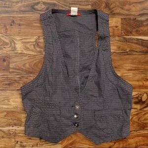 UNIONBAY Gray Check Houndstooth Shirt Collar Top